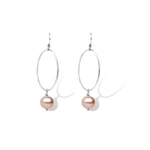 Pink Fresh Water Pearl & Sterling Silver Earrings