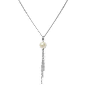 Sterling Silver & Fresh Water Pearl with Chain Short Necklace