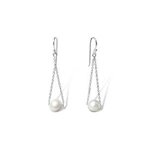 Clock: Sterling Silver Chain with Fresh Water Pearl Earrings