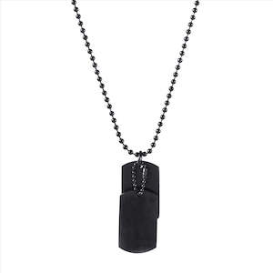 Ion Plated Black Stainless Steel Double Dog Tags on IP Black Ball Chain