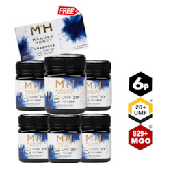 6 x UMF 20+ Manuka Honey + FREE Lozenges