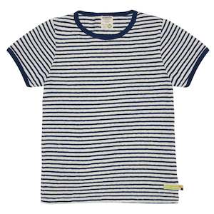 Ultramarine Cotton/Linen Striped Short Sleeved Top