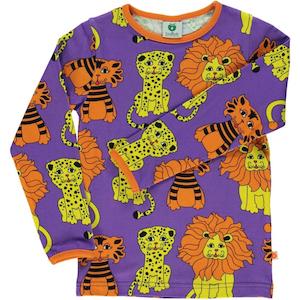 Internet only: Lion, Tiger, Leopard Long Sleeved Top (Purple)