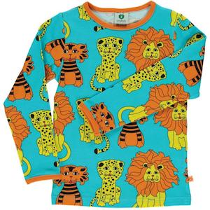 Lion, Tiger, Leopard Long Sleeved Top (Blue Atoll)