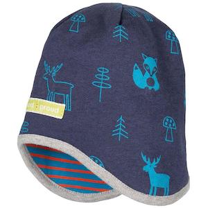 Internet only: Midnight Blue Forest Creatures Wool/Cotton Hat (9-12 Months)