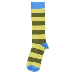 Light Green and Swamp Green Striped Knee High Socks (18/20)