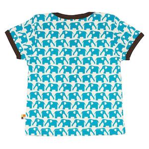 Internet only: Aqua Elephants Short Sleeved Top