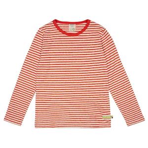 Copper Cotton/Linen Striped Long Sleeved Top