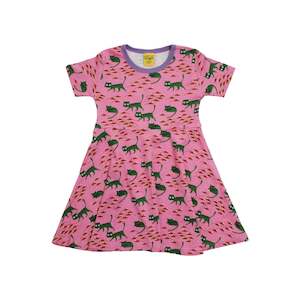 Internet only: Cats Short Sleeved Skater Dress (Pink)