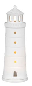 GIFTWARE: PORCELAIN TEALIGHT LIGHTHOUSE-BEYOND THE SEA- EXTRA LARGE