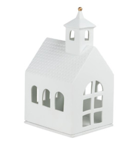 PORCELAIN TEALIGHT HOUSE- LARGE CHAPEL - CHRISTMAS