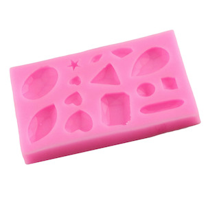 Craft material and supply: 14 Cavity Small Gemstone Silicone Craft Mold For Fondant, Resin & Polymer Clay