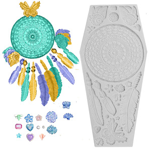 Dream Catcher Feather & Butterfly Silicone Craft Mold For Fondant, Clay & Resin