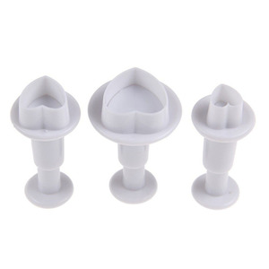 Small Heart 3PC Fondant Sugar Paste Plastic Cutter Set For Cake Decorating