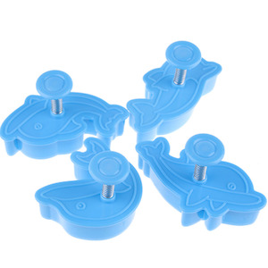 4 x Dolphin Plastic Embossing and Cookie Cutters Set