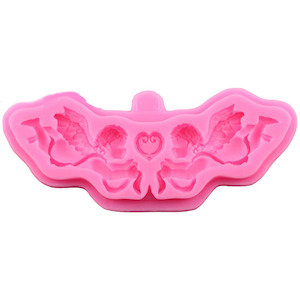 Silicone Valentine Angels & Heart Trim Embellishment Craft Mould, Cakes, Plaster