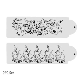 2PC Bird Flowers Plastic Stencil For Cake Decorating, Painting & Mixed Media Art