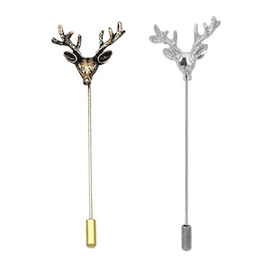 Stag Lapel / Hat Pin Available in Silver or Antiqued Gold