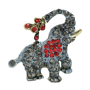 Joyful Elephant Rhinestone Brooch