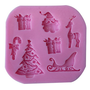 Christmas Themed Mini Embellishment Silicone Craft Mold For Sugar, Clay & Resin