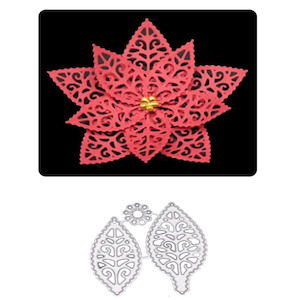 Poinsettia Lace Leaf Petal Metal Stencil Cutting Die For Paper Craft & Cards