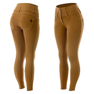 Horze Tara Womens High Waist Silicone Full Seat Breeches - Tobacco Brown