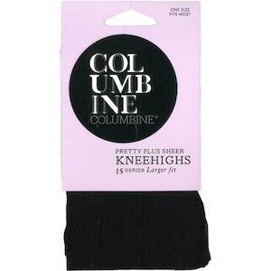 Hosiery: Columbine Pretty Plus Sheer Knee Highs - NZ Hosiery