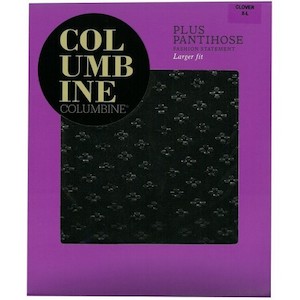 Hosiery: Columbine Plus Size Pantihose with Clover Pattern design - NZ Hosiery