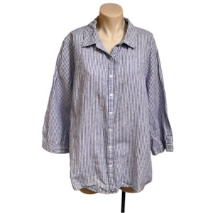 Stripe Linen Blouse - Size 16