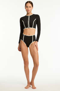 Bound Zip Front Crop Top