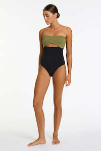 Swimwear: Versa Rib Cut Out Bandeau 1Pce