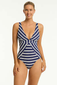 Swimwear: Biarritz Panel Line 1Pce Navy