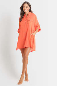 Resort Button Through Shirt Tangerine