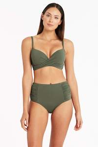 Swimwear: Eco High Waist Gathered Pant Khaki