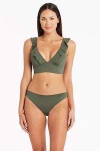 Swimwear: Eco Frill Bra Top Khaki