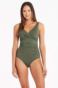 Swimwear: Eco Cross Front Multi 1Pce Khaki