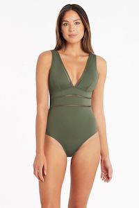 Swimwear: Eco Spliced 1Pce Khaki