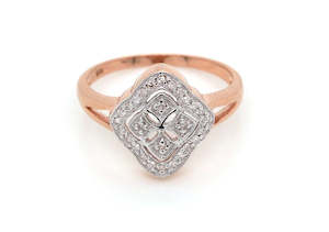 Diamond Art Deco Filigree Dress Ring 0.15ct TW