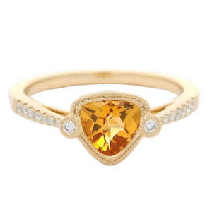 Trilliant Citrine and Diamond Dress Ring 0.12ct tw