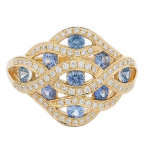 Fancy Blue Sapphire and Diamond Ring 0.31ct TW