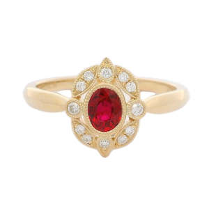 Rings: Ruby and DIamond Dress Ring 0.11ct TW