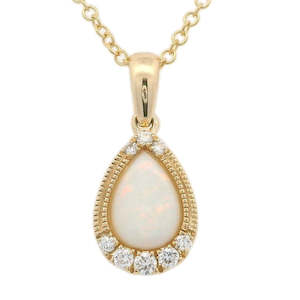 Pear African Opal and Diamond Pendant