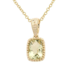 Cushion Cut Lemon Quartz Bubble Pendant