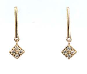 Square Diamond Cluster Earrings