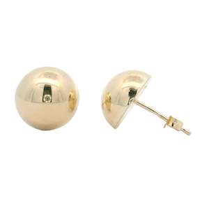 Yellow Gold: Polished Plain Half Ball Studs