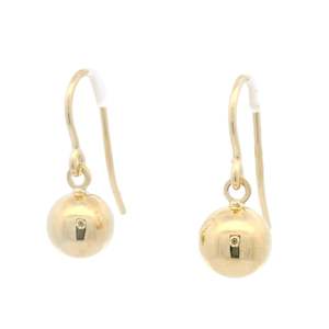 Polished Plain Gold Ball Drop Earrings