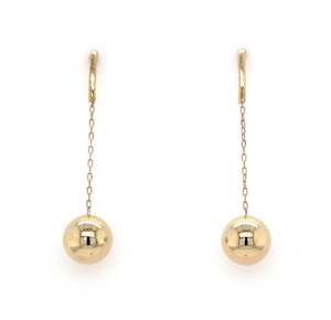 Yellow Gold: Chain & Ball Dangle Earrings