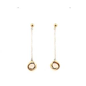 9K YG KNOT CHAIN DROP EARRINGS