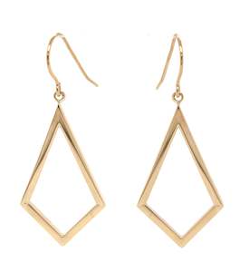 Yellow Gold: Open Diamond-Shape Hook Drop Earrings