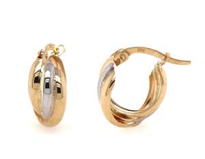 Yellow Gold: Triple Crossover Hoops